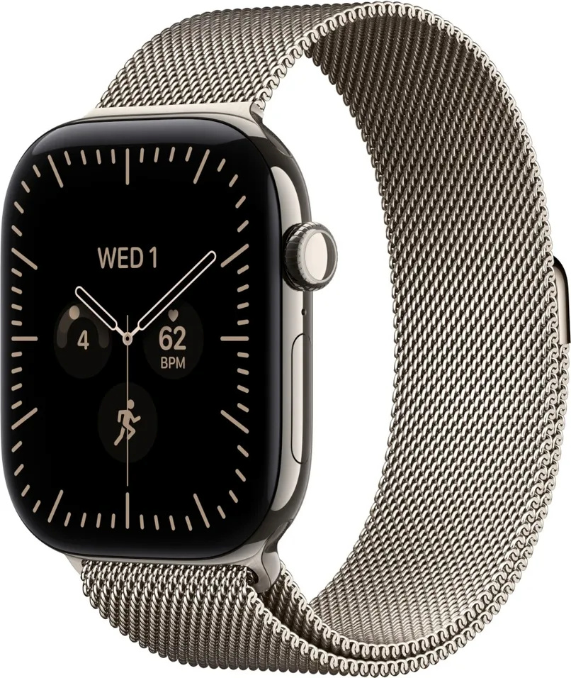 Apple Watch 12 46mm GPS + Cellular, M/L, Natural Titanium Case, Natural Milanese Loop, titaan