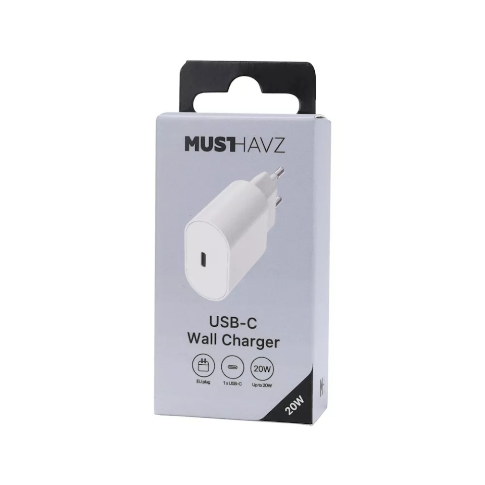 Musthavz juhtmevaba laadija USB-C Charger 20W Easy to Go Musthavz valge