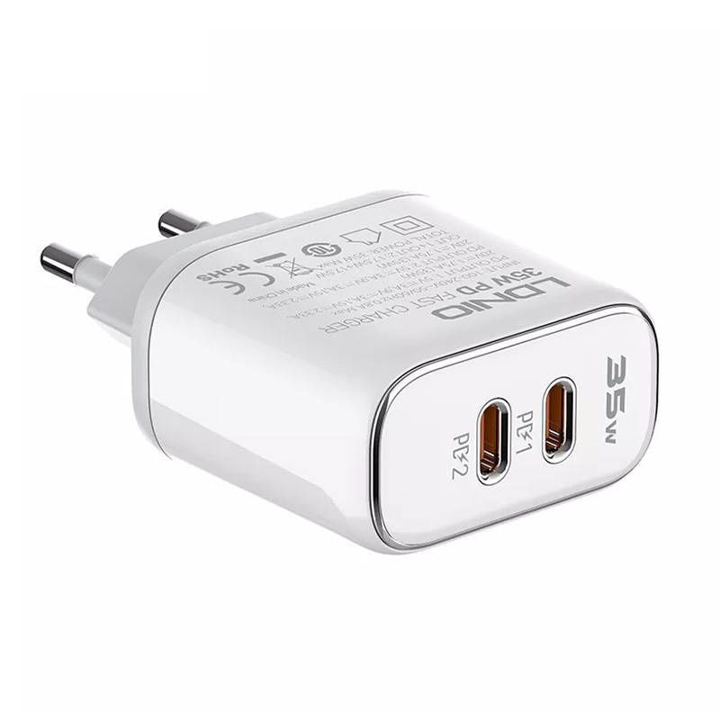 LDNIO Wall charger A2528M 2USB-C for Apple + USB-C - Lightning Cable