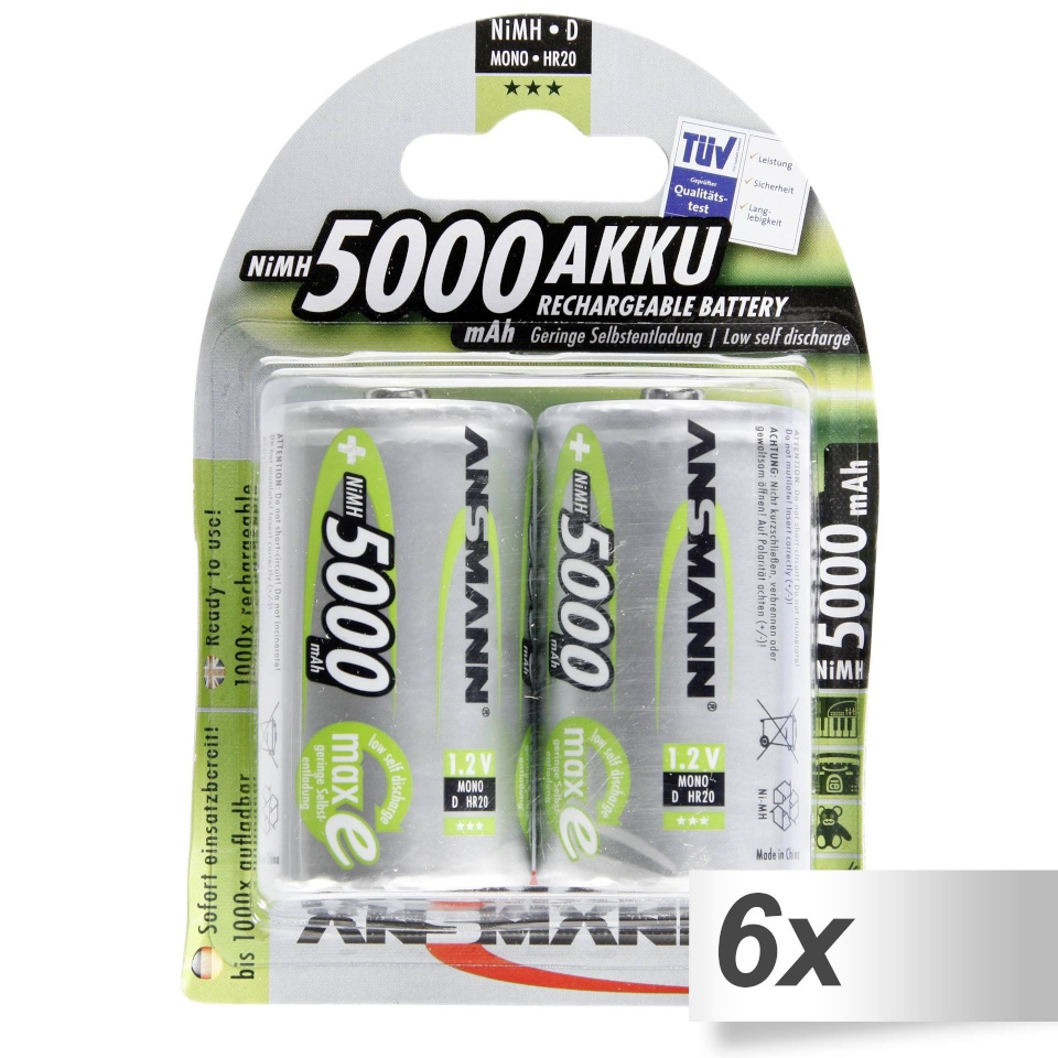 Ansmann akud 6x2 maxE NiMH Mono D 5000mAh 5030922
