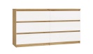Top E Shop kummut M6 MALWA CHEST OF DRAWERS 140cm 6 DRAWERS OAK ARTISAN/valge