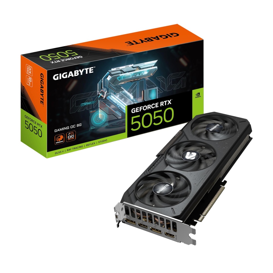 Gigabyte videokaart nVidia GeForce RTX 5050 8GB GDDR6 128bit PCIe 5.0 16x GPU 2632MHz triple Slot Fansink gv-n5050gamingoc-8gd1.0