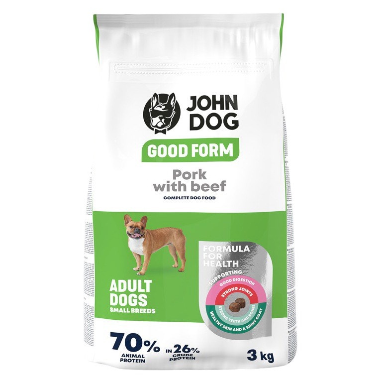 John Dog kuivtoit koerale Good Form Small Breeds Pork with Beef, 3kg
