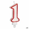 BGB Party Küünal Sünnipäev Numbrid 1 punane valge (12 Ühikut)
