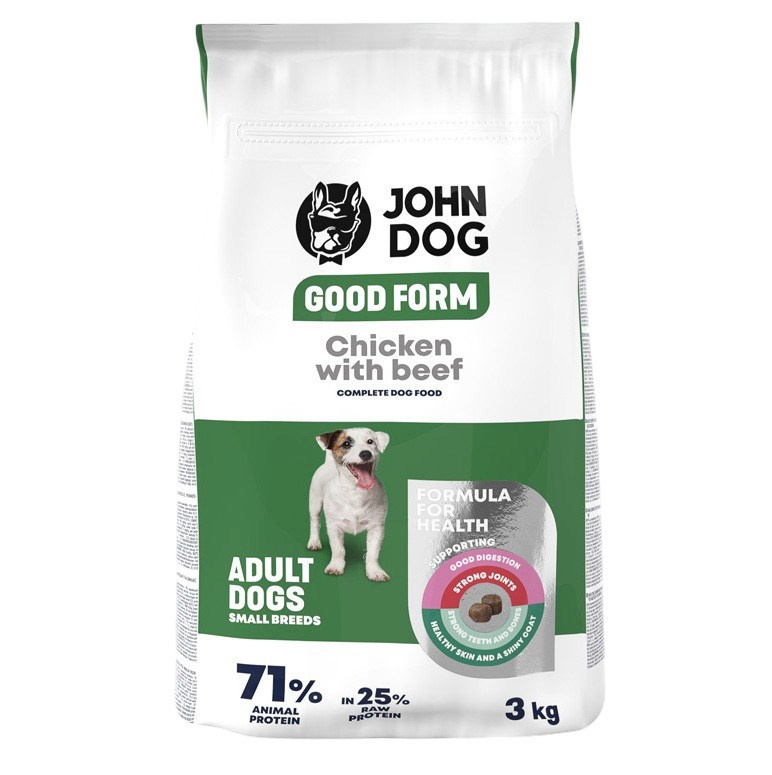 John Dog kuivtoit koerale Good Form Small Breeds Chicken with Beef, 3kg
