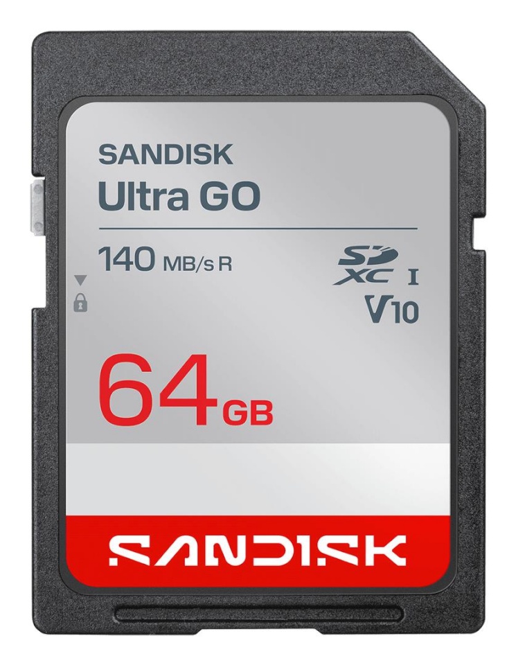 SanDisk 64GB SDXC mälukaart Ultra GO, UHS-I V10 U1 Class10 R140 MB/s Full HD video
