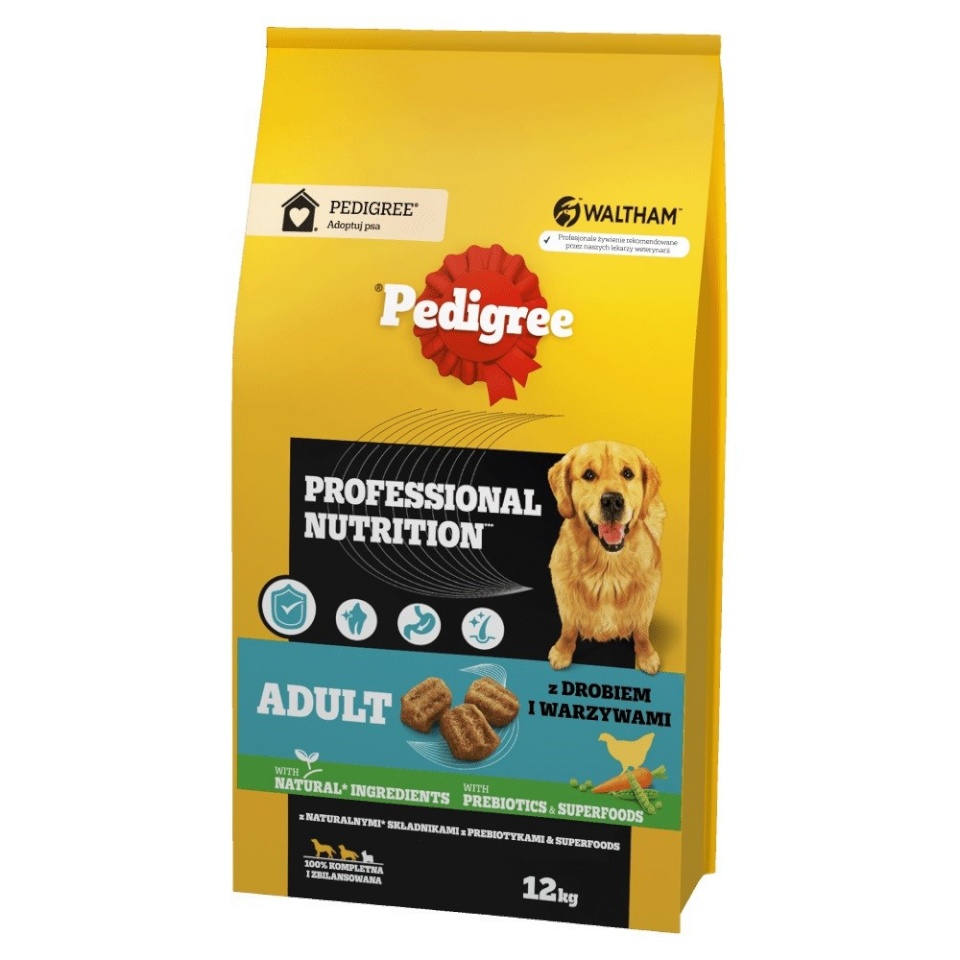 Pedigree kuivtoit koerale Professional Nutrition Adult with Poultry and Vegetables, Medium and Large Breeds, 12kg