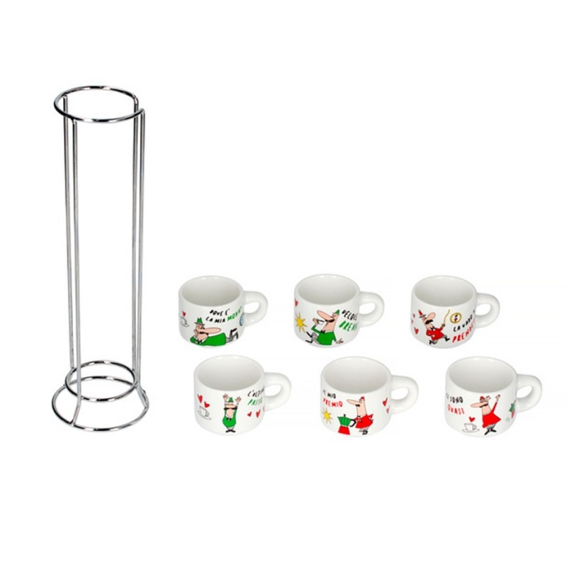 Bialetti tasside komplekt TAZZ202 Set of 6 Espresso Cups with Stand, värviline