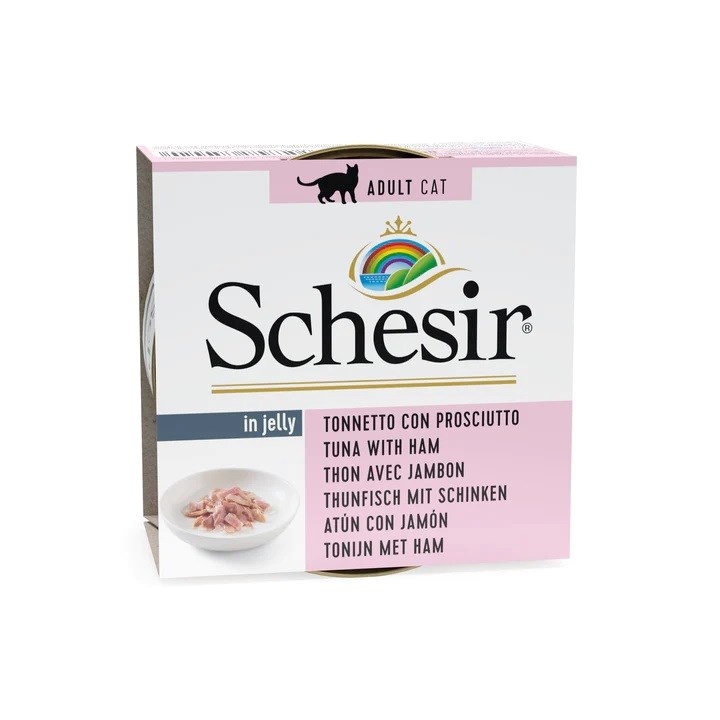 Agras Pet Foods kassitoit Schesir in Jelly Tuna with Ham, 85g