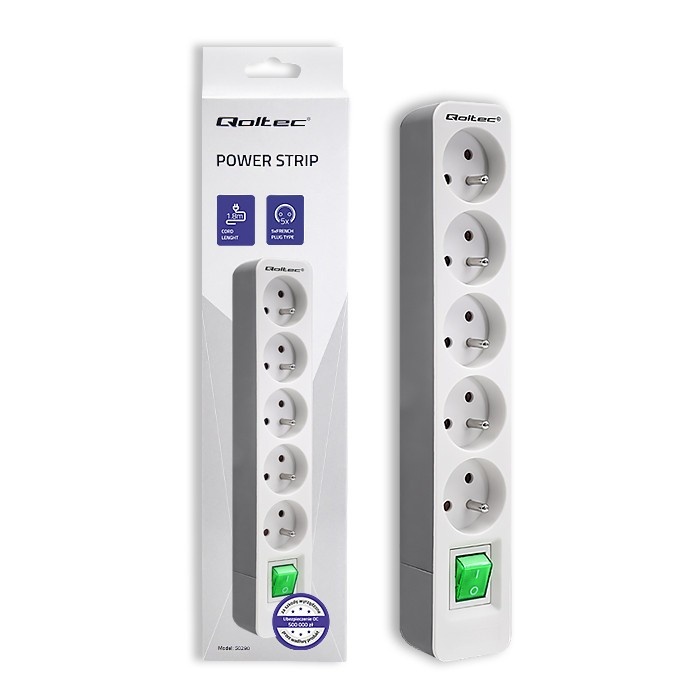 Qoltec pikendusjuhe Power strip 5 sockets, 1.8m