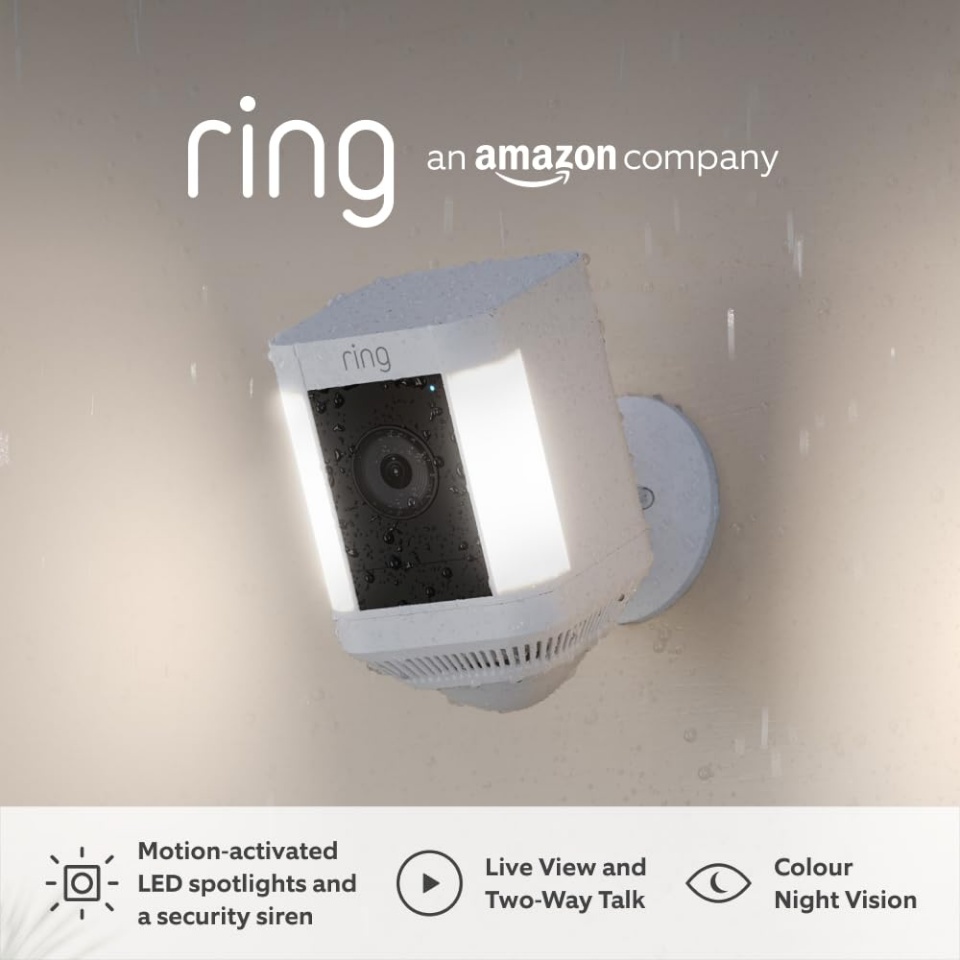 Amazon Ring turvakaamera Spotlight Camera Plus Battery, valge