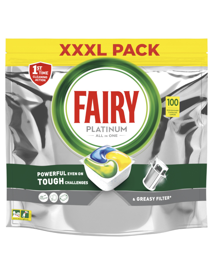 Fairy nõudepesumasina tabletid Platinum All in One’i Lemon, 126tk (6x 21tk)