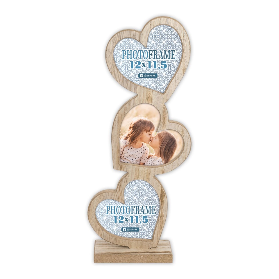 ZEP pildiraam Frida 3x12x11,5 Holz Rahmen mit 3 Herzen RE333