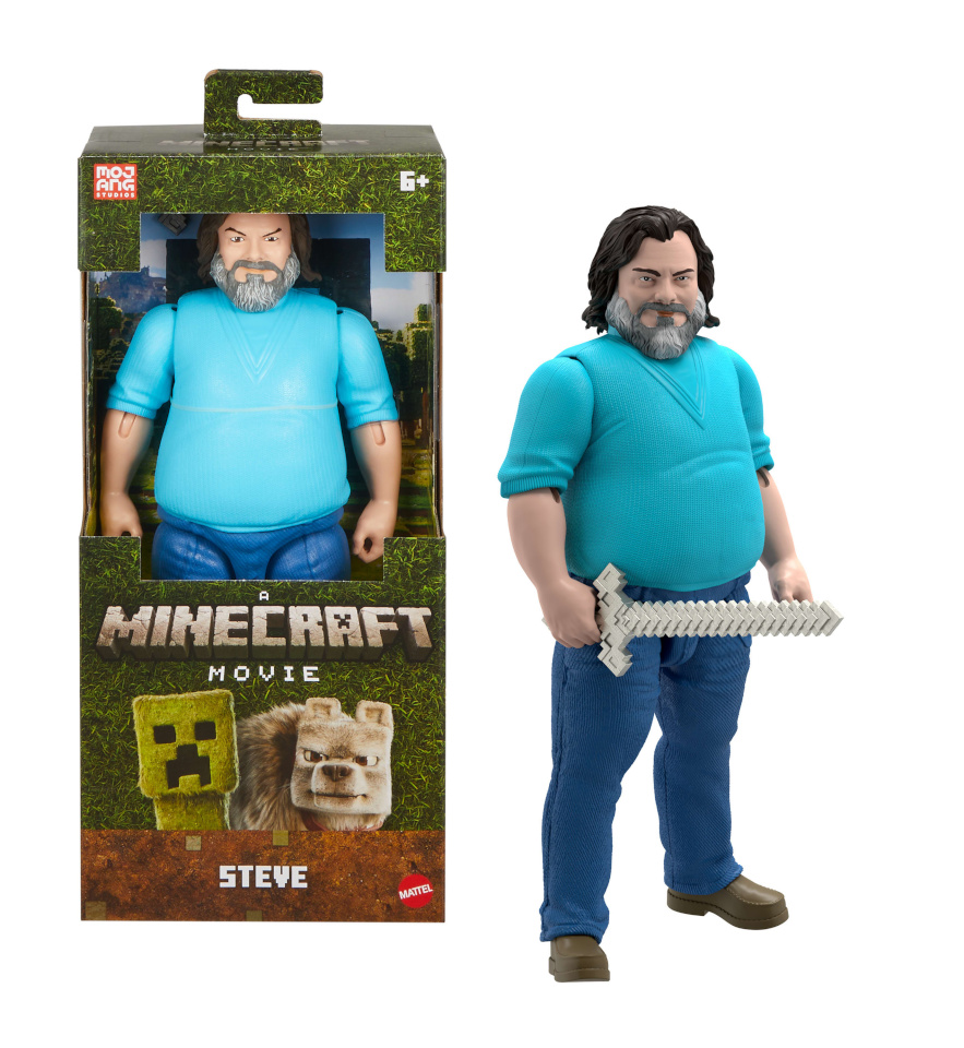 Mattel Minecraft Movie große Steve-Actionfigur (30 cm große Sammelfigur)