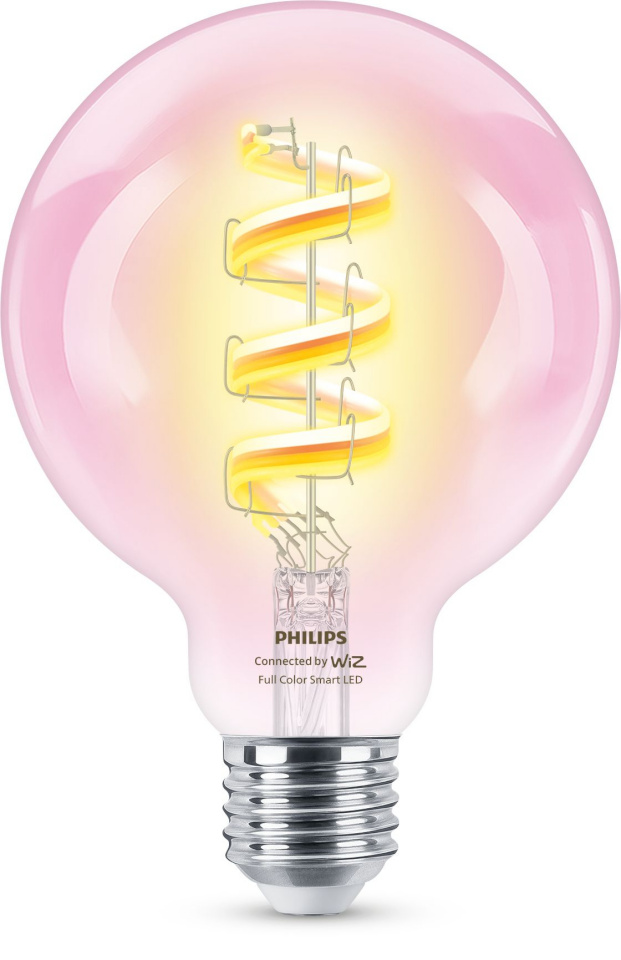 Philips lambipirn WiZ Smart WiFi Filament Clear, G95, E27, 6.3W, 470lm, RGB, 1tk