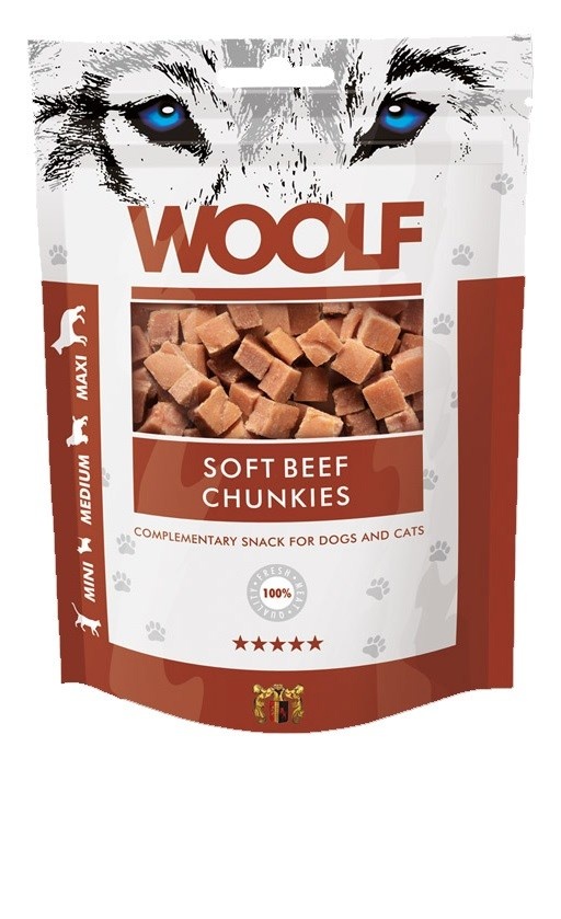 Woolf maius koerale Soft Beef Chunkies, 100g