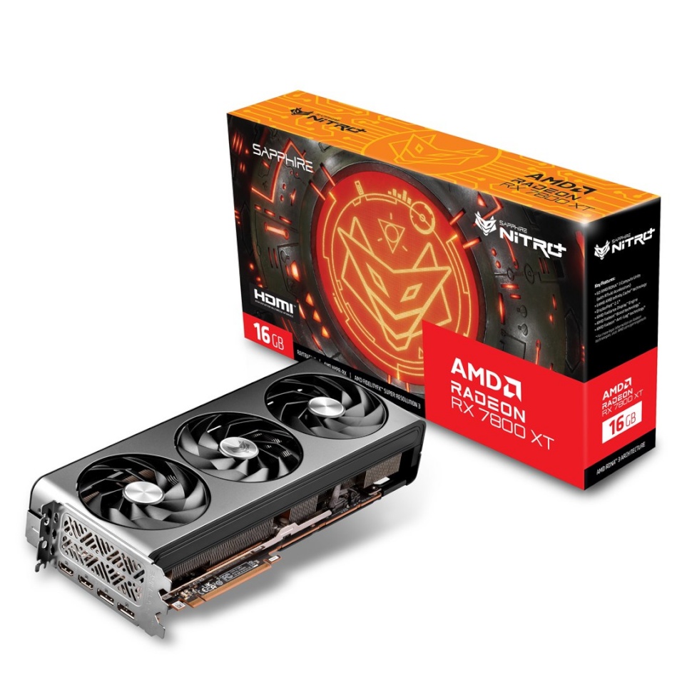 Sapphire videokaart Radeon RX7800XT Gaming OC Nitro+ 16GB GDDR6 HDMI