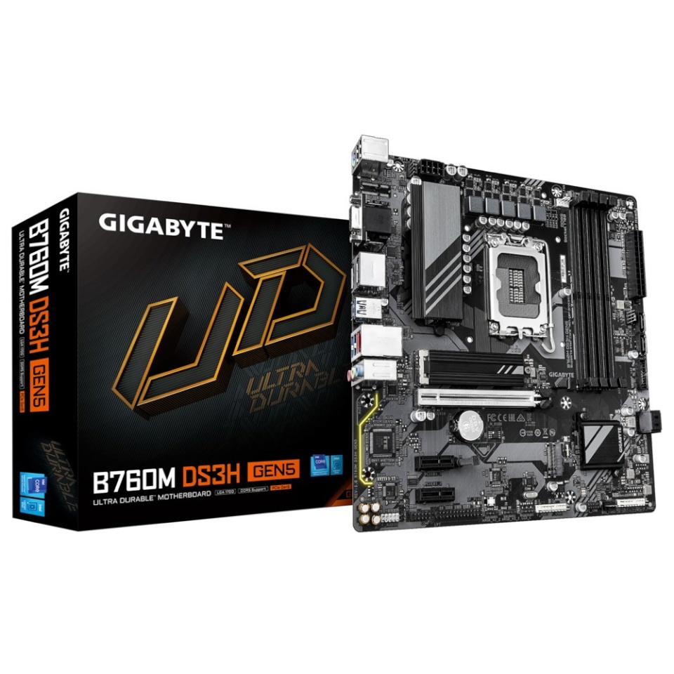 Gigabyte emaplaat B760M DS3H LGA1700, GEN5 DDR5, /DSUB, mATX