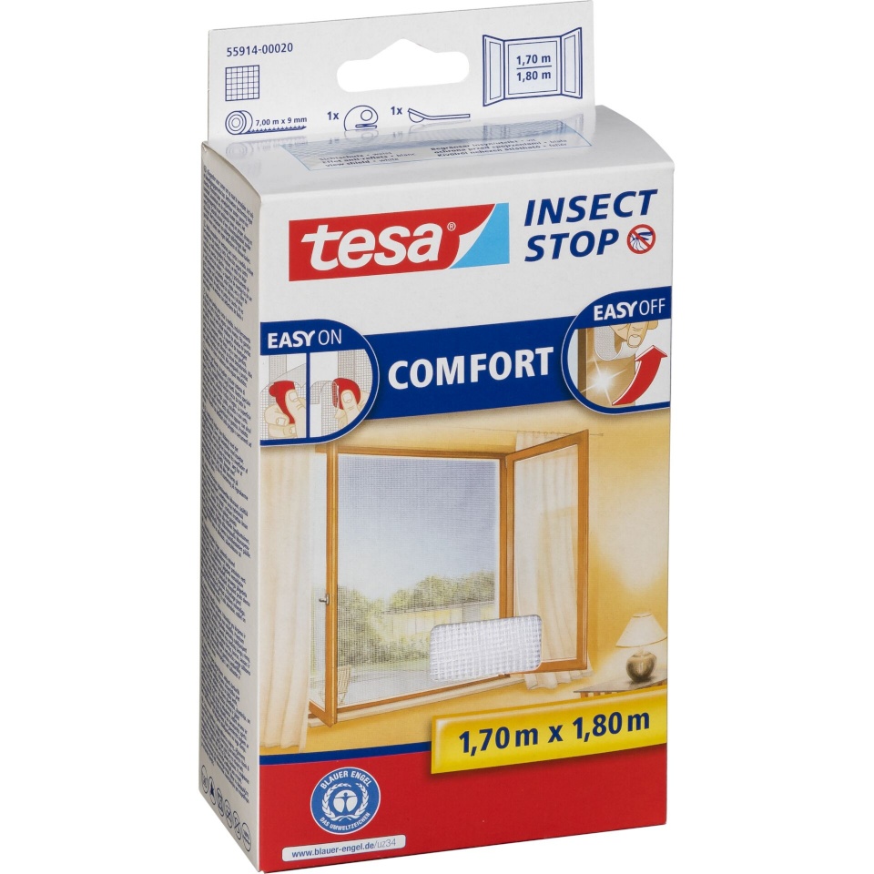 Tesa putukavõrk Insect Stop for Windows Hook&Loop 1,7xX1,8m valge 55914
