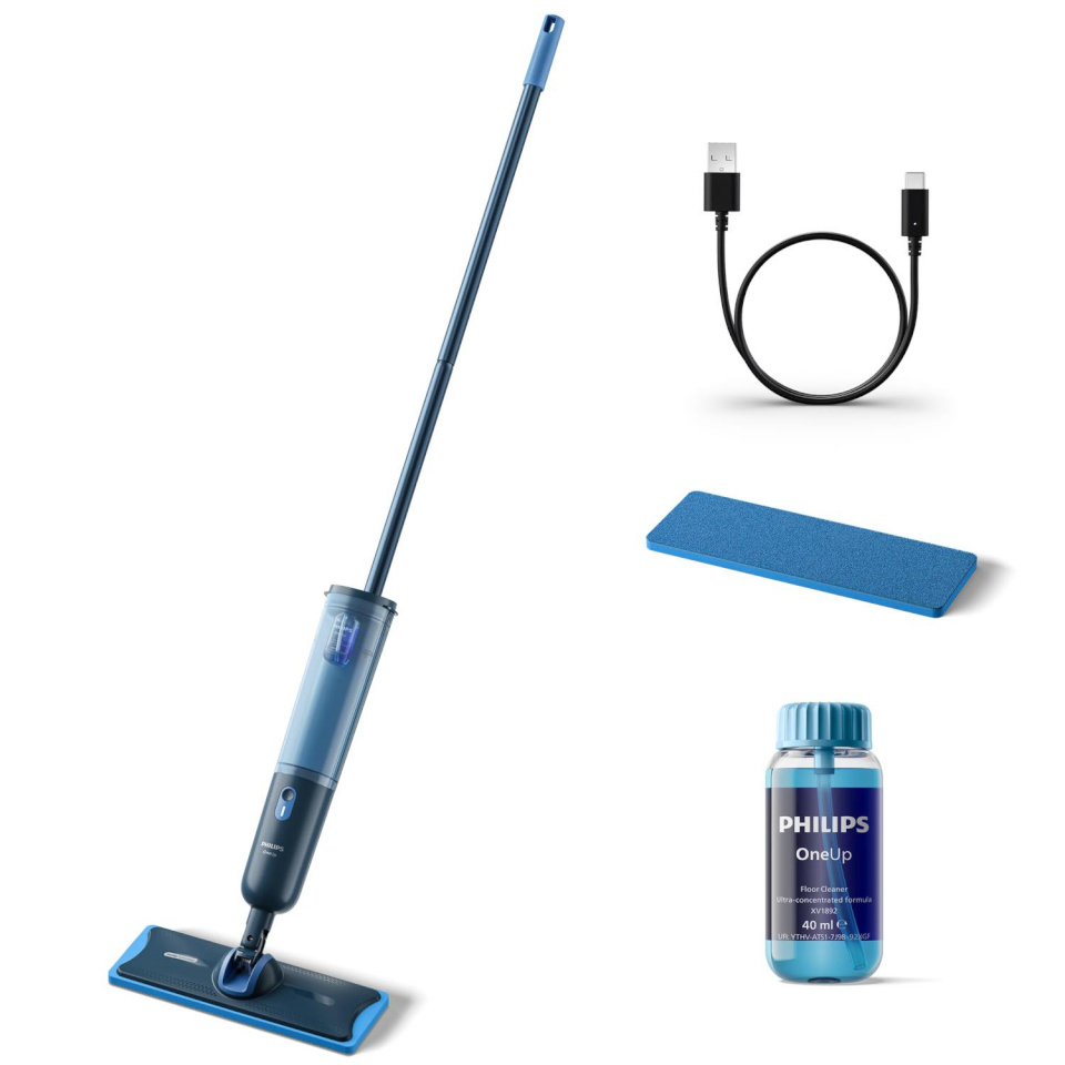 Philips juhtmeta mopp XV3101/01 Series 3000 OneUp Washing Broom, sinine