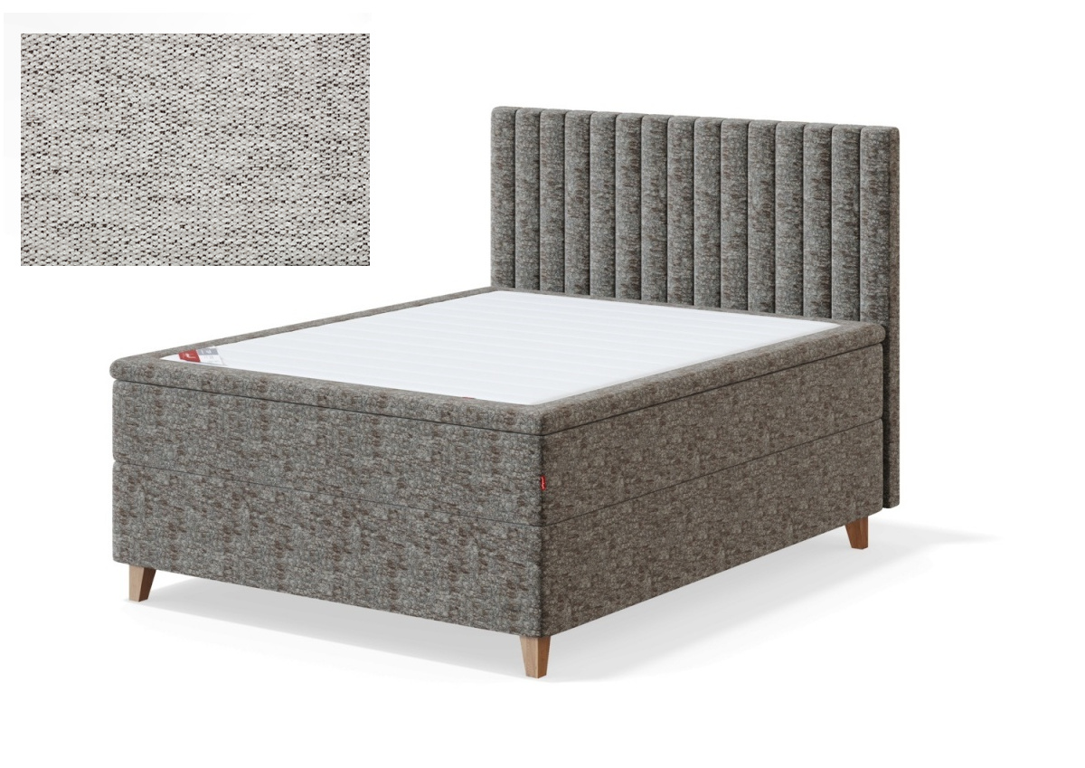 Sleepwell kontinentaalvoodi BLACK CONTINENTAL (4 jalaga), 160x200x55cm, VERANO helehall, pehme