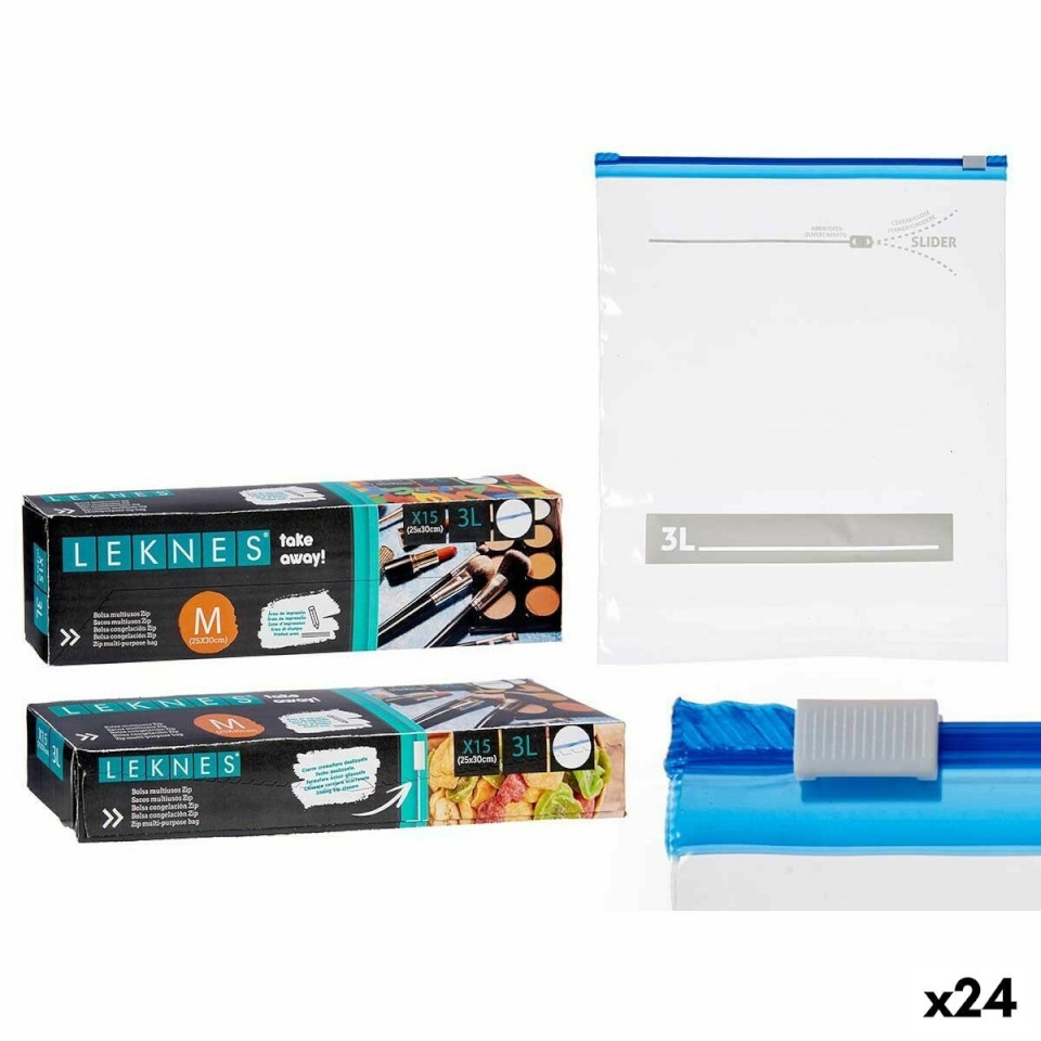 Leknes Kotid Zip Mitmeotstarbelised läbipaistev Polüetüleen (3L) (24tk)