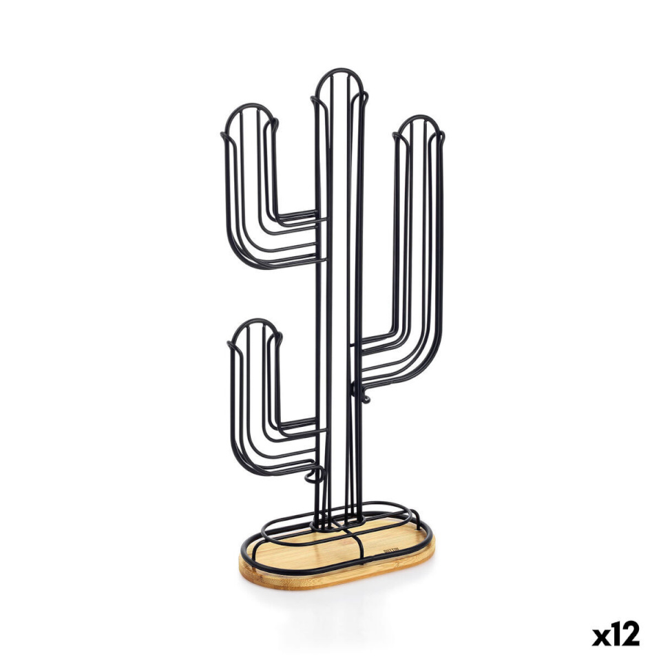 Quttin kohvikapsli organisaator must Bambus Raud 19,5x9,5x41,5cm Kaktus (12 Ühikut)