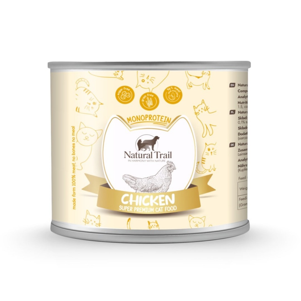 Natural Trail kassitoit Cat Monoprotein Chicken, 185g