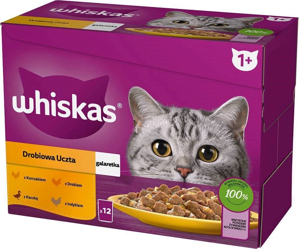 Whiskas kassitoit Sachet Jelly Poultry, Duck, Turkey, Chicken, 12x85g