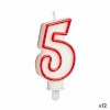 BGB Party Küünal Sünnipäev Numbrid 5 punane valge (12 Ühikut)