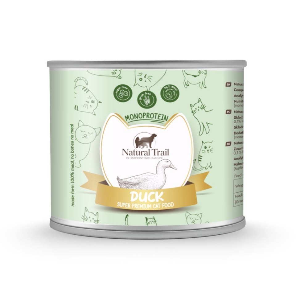 Natural Trail kassitoit Cat Monoprotein Duck - Wet Cat Food- 185g