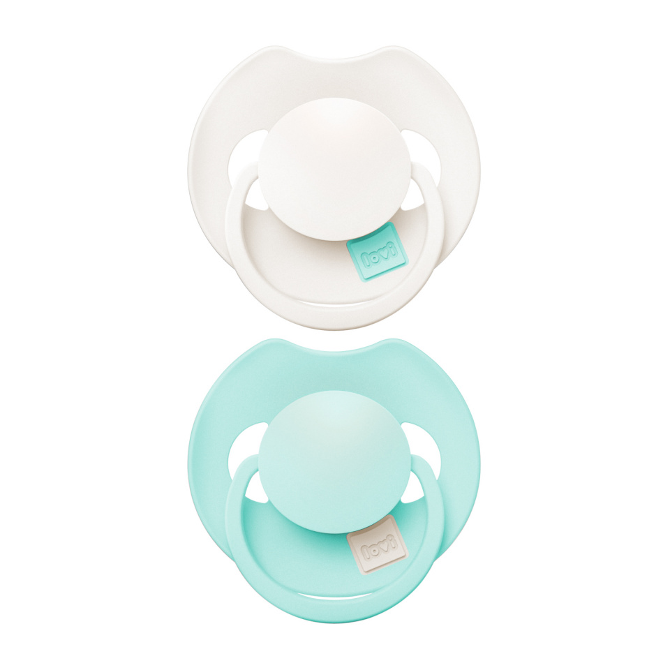 Lovi Prime silikoonist dünaamiline lutt, Lagoon/Mint Cream, 0–6 kuud, 2 tk, 34/451