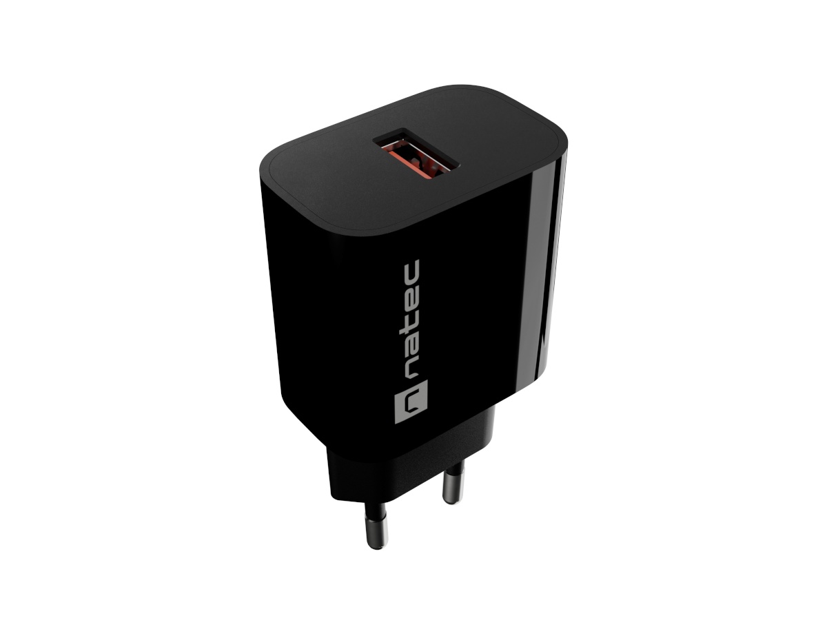 Natec Ribera USB Charger 1X USB-A 18W, must