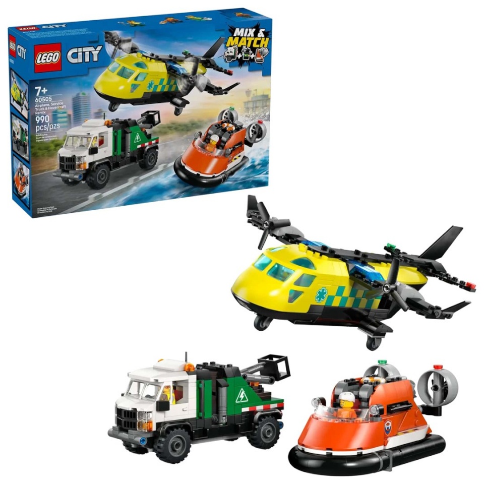 Lego klotsid CITY 60505 Airplane, Service Truck and Hovercraft Rem
