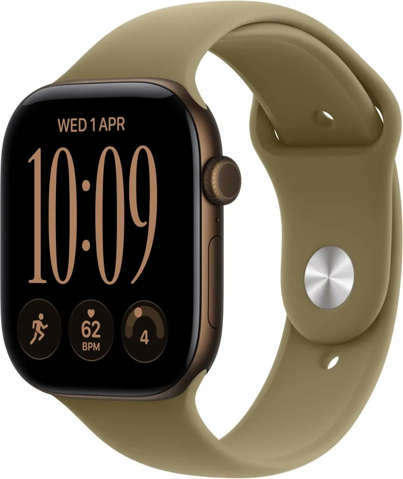 Apple Watch Series 12 46mm GPS + Cellular, M/L, Dark Bronze Aluminium Case, Olive Sport Band, pronks/pruun