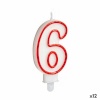 BGB Home Küünal Sünnipäev Numbrid 6 punane valge (12 Ühikut)