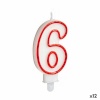 BGB Home Küünal Sünnipäev Numbrid 6 punane valge (12 Ühikut)