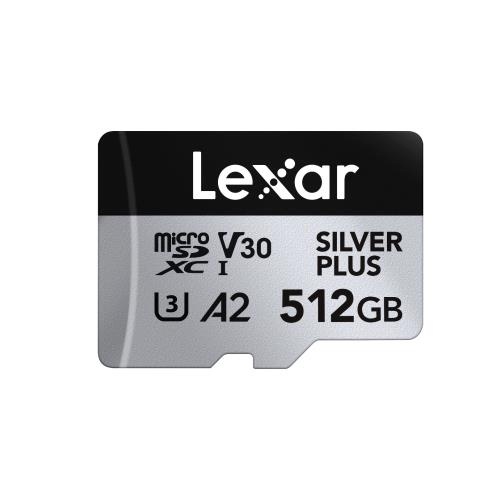 Lexar mälukaart microSD 512GB C10 A2 U3 V30 205/150MB/s hõbedane Plus