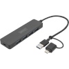 Digitus USB 3.0 Hub 4-Port+USB-C Adapter, SlimLine 0,2m Cable