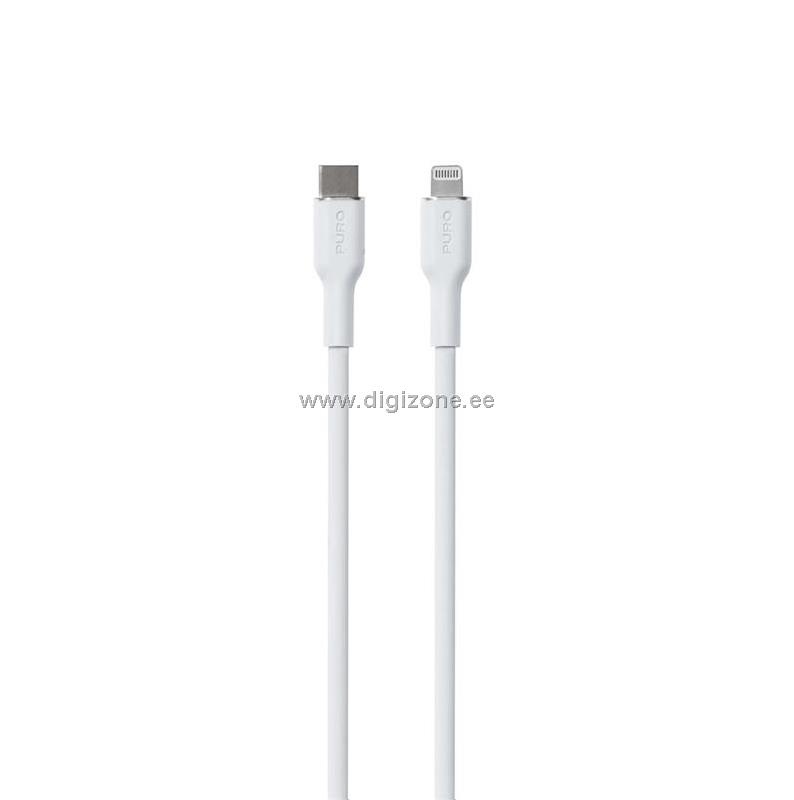 Puro laadimiskaabel Soft USB-C/Lightning 1,5m, valge
