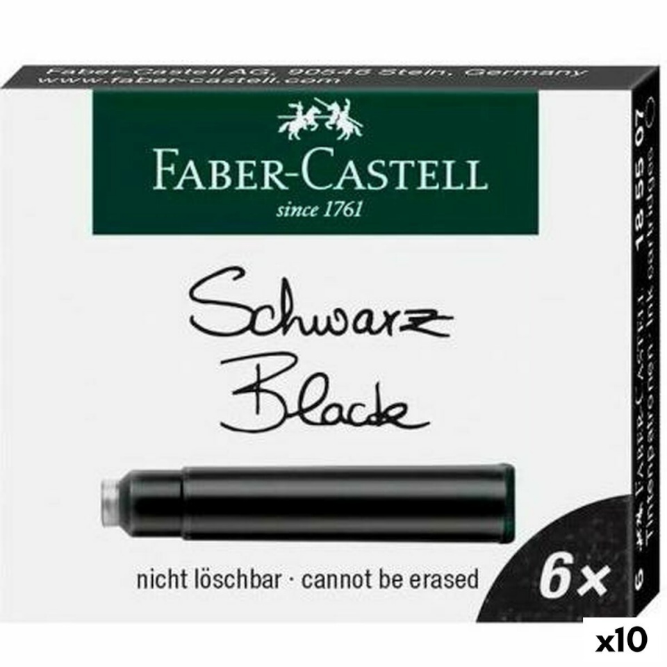 Faber-Castell Pastapliiatsi tindi täide must 6 Tükid, osad 10tk