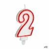 BGB Party Küünal Sünnipäev Numbrid 2 punane valge (12 Ühikut)