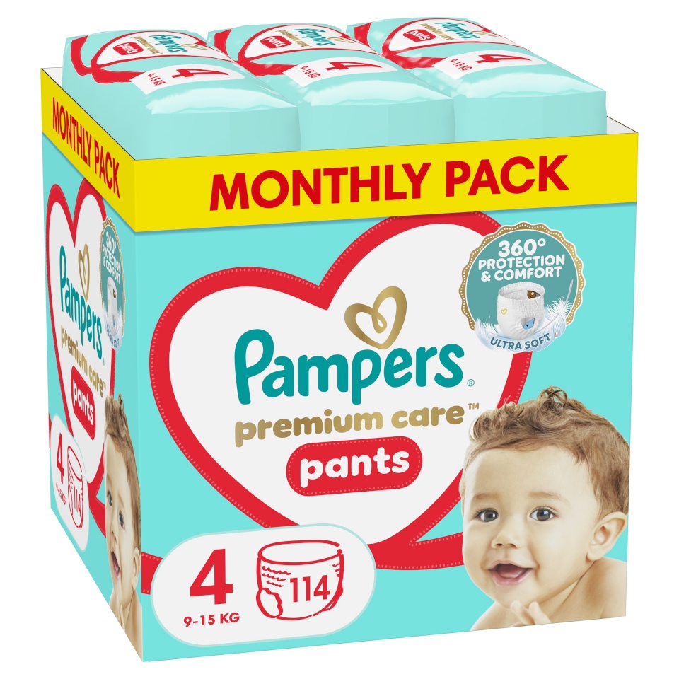 Pampers mähkmed Premium Care Pants - suurus 4, 114 tk, 9-15kg