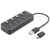 Digitus USB 3.0 Hub, 4-port switchable, Aluminum Case