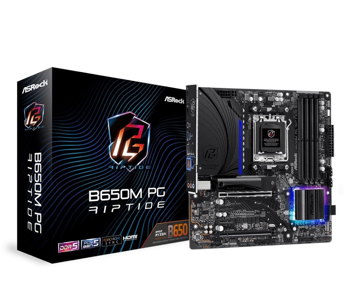 ASRock emaplaat B650M PG Riptide AMD AM5 DDR5 mATX, 90-MXBJ90-A0UAYZ