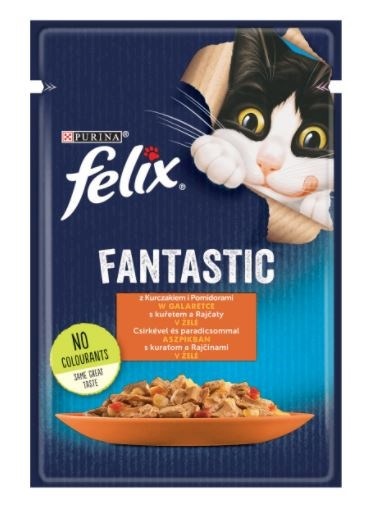 Purina Nestle kassitoit Felix Fanstastic Chicken, Tomato, Wet Cat Food, 85 g