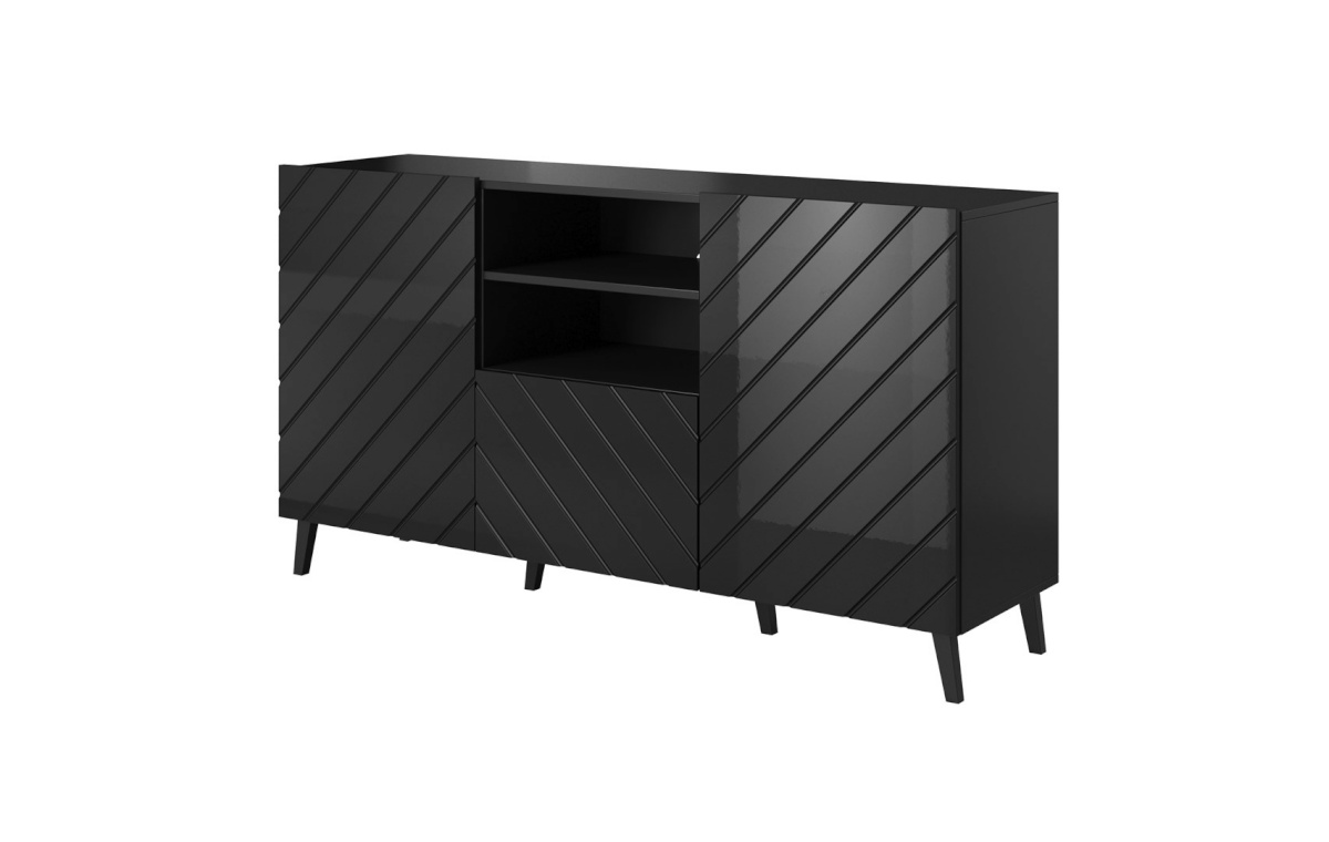 Cama Meble puhvetkapp ABETO chest 150x42x82 läikega must/must