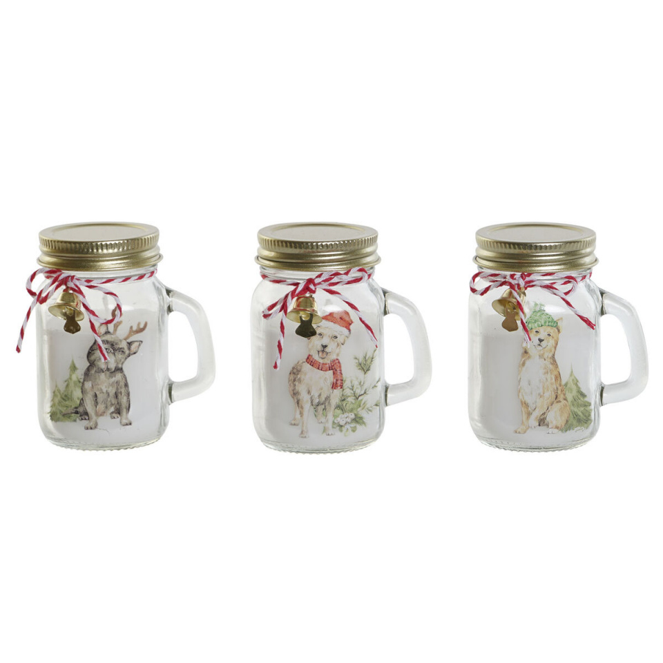 Dkd Home Decor Küünal DKD Home Decor valge kuldne Jõulud 8 x 5 x 9 cm (3 Ühikut)