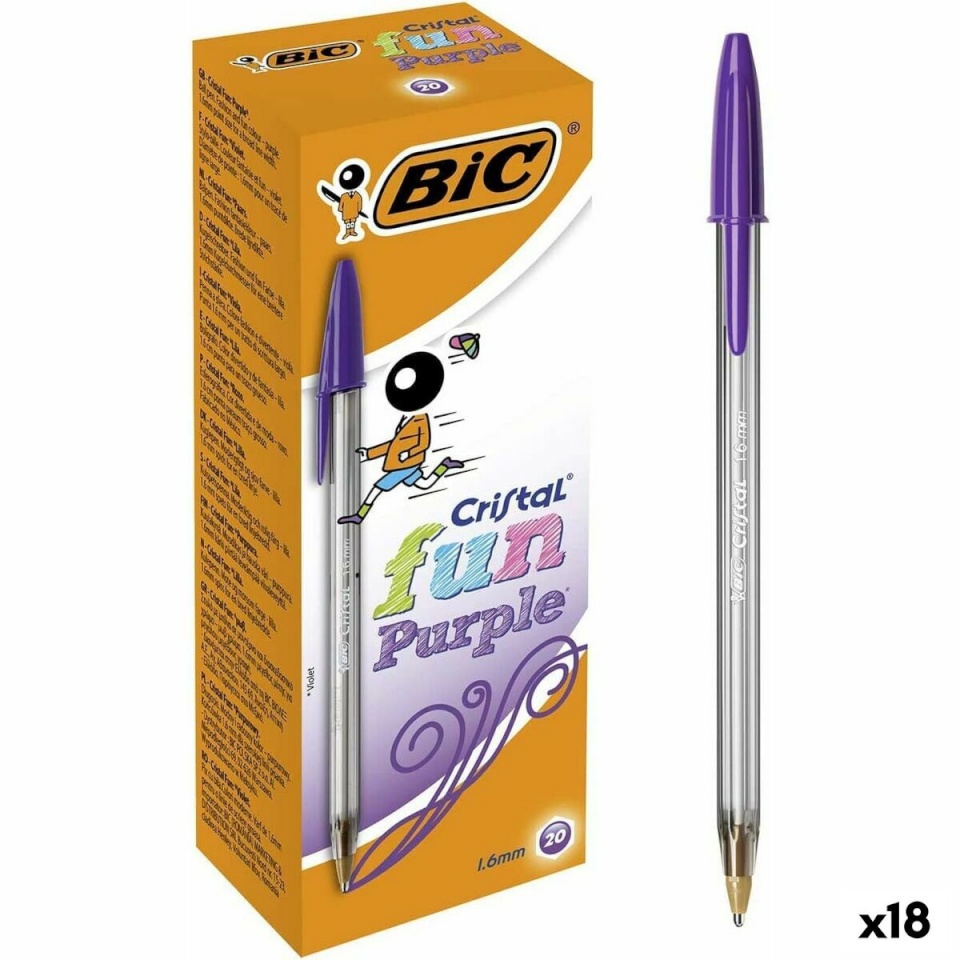 Bic Biro pastapliiatsite komplekt Cristal Fun lilla 1,6 mm 18tk