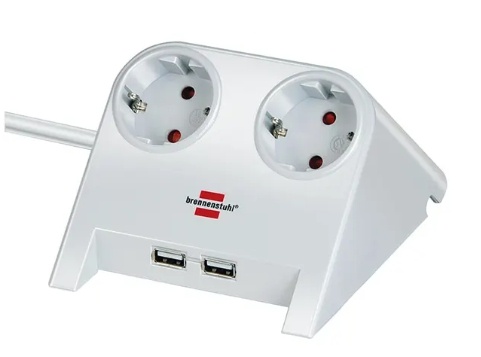 Brennenstuhl pikendusjuhe lauale 2x 2-USB Ports 2100mA 1.8m, valge